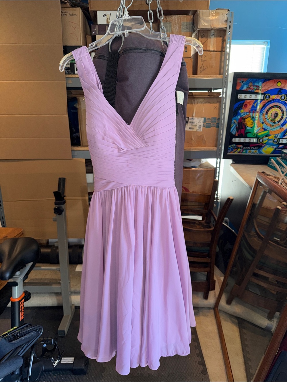 JJs House Lavender V-Neck Pleated Midi Dress